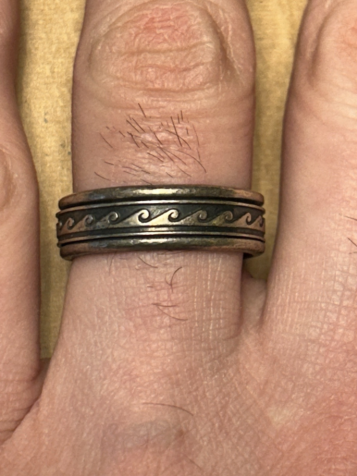 925 Sterling Silver Wave Pattern Rotating Band Me… - image 2