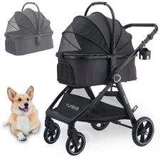 Tango Pet Stroller, 2 in 1 Dog Stroller for Small Medium Dogs Cats Carriage w...