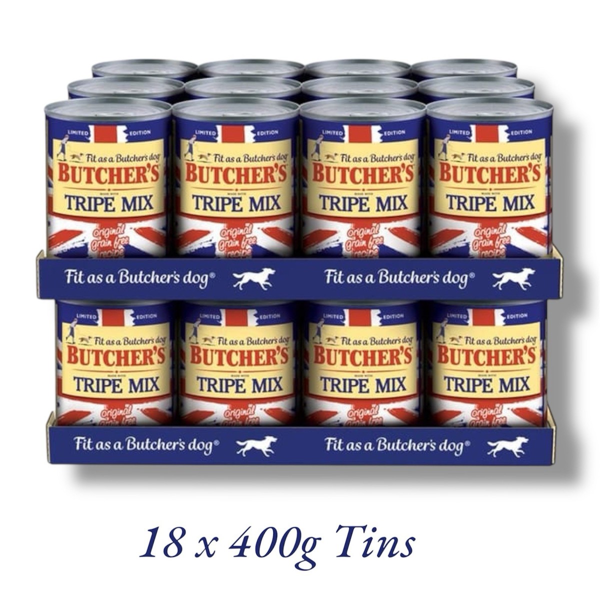 Butchers Tripe Mix Dog Food 18x400g Tins Natural Wet Loaf High