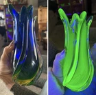Heavy Vintage Murano Uranium Glass Vase STUNNING GLOW