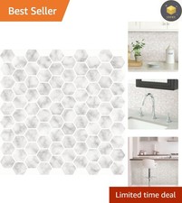 Classic Carrara Marble Peel and Stick Hexagon Tiles - Moisture Resistant Finish