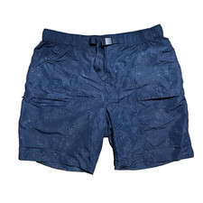 UNIQLO Men's Geared Utility Cargo Shorts Dark Navy Belted 7" Inseam Size Large