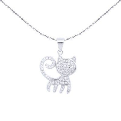 Silber Jewelco London rund CZ niedliches Kätzchen Katze (oder Alien) Charm Anhänger