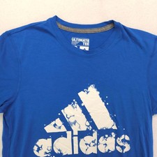 Adidas Casual Crew Neck Short Sleeve Graphic T Shirt Mens Size Small S Blue