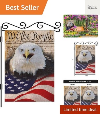 Vibrant 12.5'' x 18'' Patriotic Flag - Double-Sided We the People & American Eagle