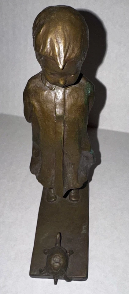 玛莎·杰克逊·康威尔青铜雕塑,年轻女孩和海龟,1909 年美国  — 第 3/4 张图片