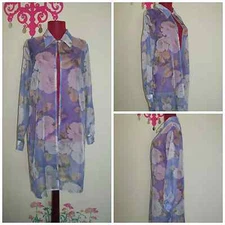 Womens Blue White " Cartise " International Simply Beautiful Floral Tunic Top 8