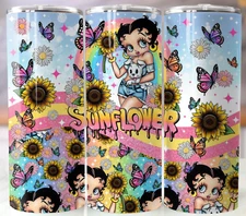 Betty Boop Sunflower 20oz Tumbler Stainless Steel Straw Insulated Cup Mug