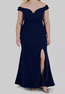 B Darlin Womens Junior's Off the Shoulder Lace up Gown Dress Plus Size 16W