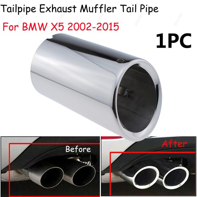 1Pcs For BMW X5 20022015 Chrome Stainless Steel Exhaust Tail Muffler