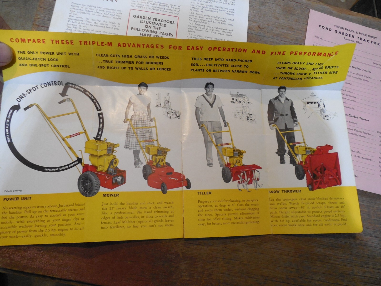 VINTAGE SPEEDEX TRIPLE M GARDEN TRACTOR TILLER BROCHURE LOT OLD MANUAL