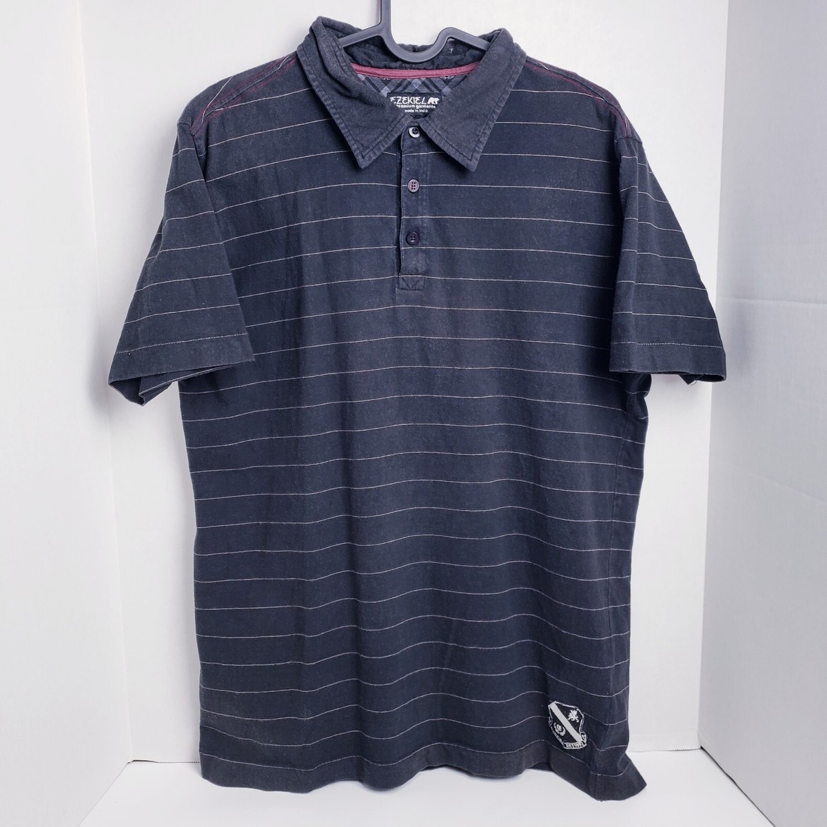 Ezekiel Men's Polo Size L Black Striped Crest est 1992 | eBay