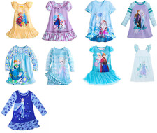 Disney Store Frozen Elsa Anna Olaf Nightshirt Sleepwear Girls Blue New