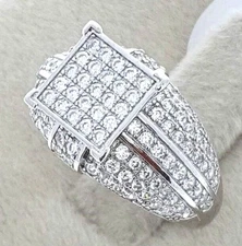 Female Women Solid Real 925 Sterling Silver SIMPLE CZ Promise Engagement Ring