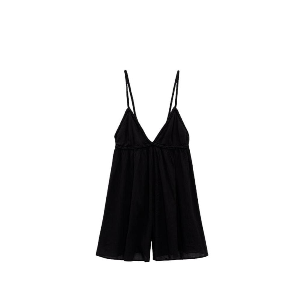 ZARA PLAYSUIT WITH WOVEN STRAPS BLACK SIZE M | 7200/355 | eBay ZARA PLAYSUIT WITH WOVEN STRAPS BLACK SIZE M | 7200/355 | eBay