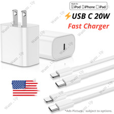 For iPhone 14 13 12 11 Pro XR PD Fast Charger Cord 20W USB-C Power Adapter Block