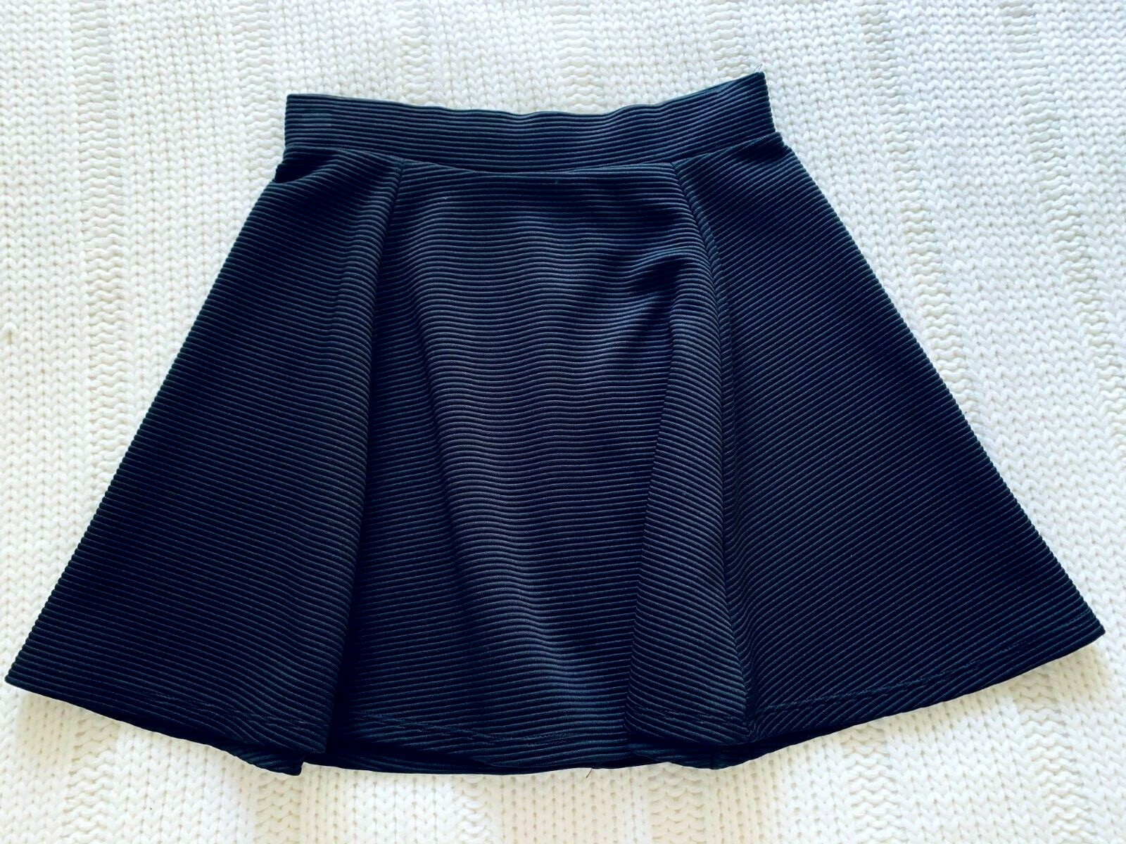 H&M Women's Flare Mini Skirt Ribbed Black Size XS