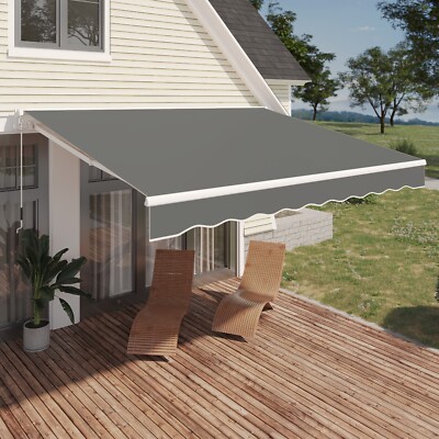 Retractable Patio Awning Sun Shade Cover with Manual Crank Handle,Multiple Sizes