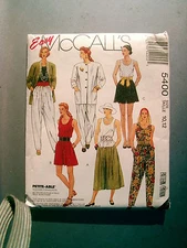 MCCALL'S Pattern 5400 , SIZE (10,12)  UNCUT 1991 EASY OUTFITS BELTED PETITE-ABLE