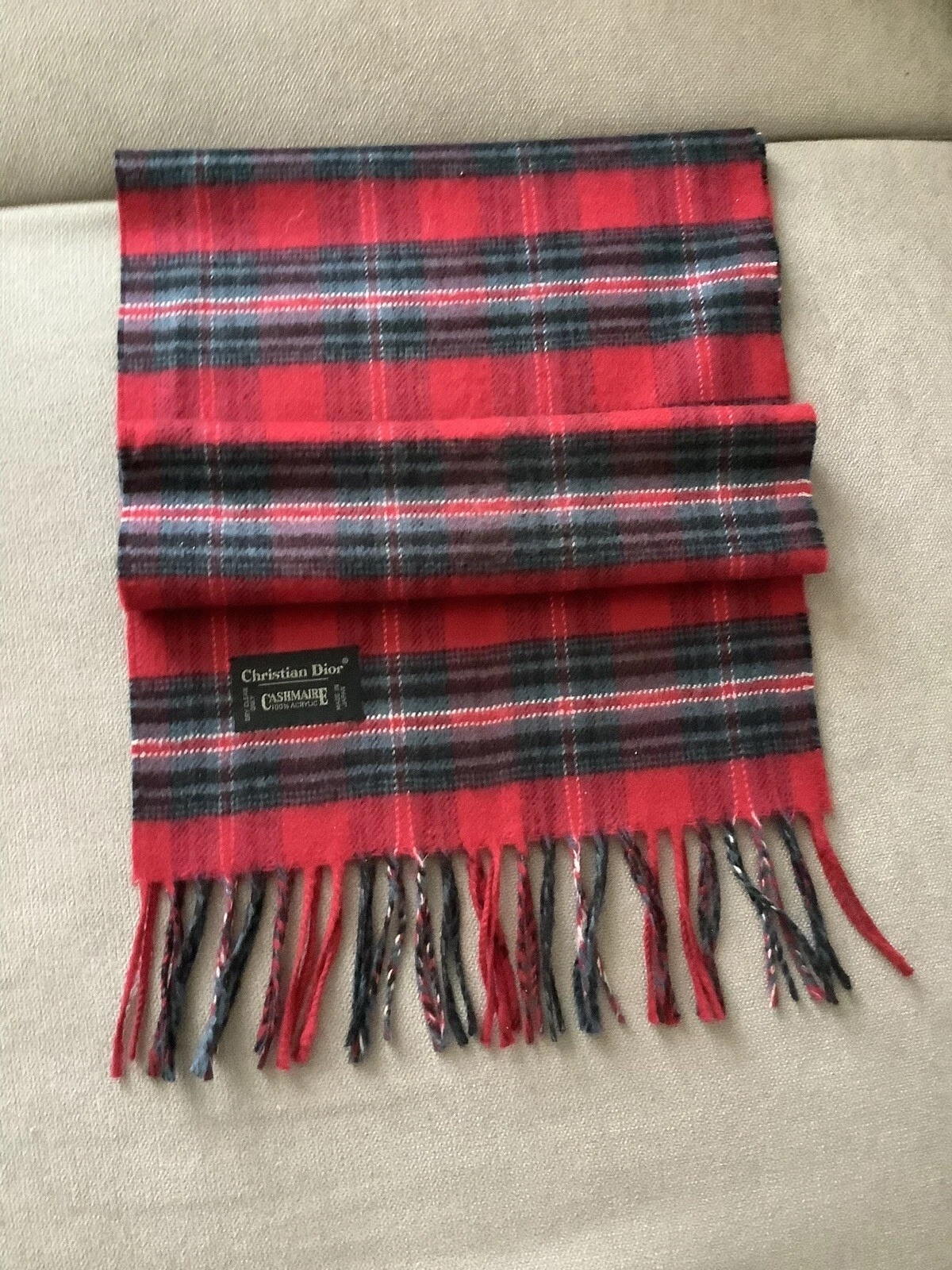 Écharpe vintage Christian Dior Monsieur Cashmaire frange cou plus chaude Japon