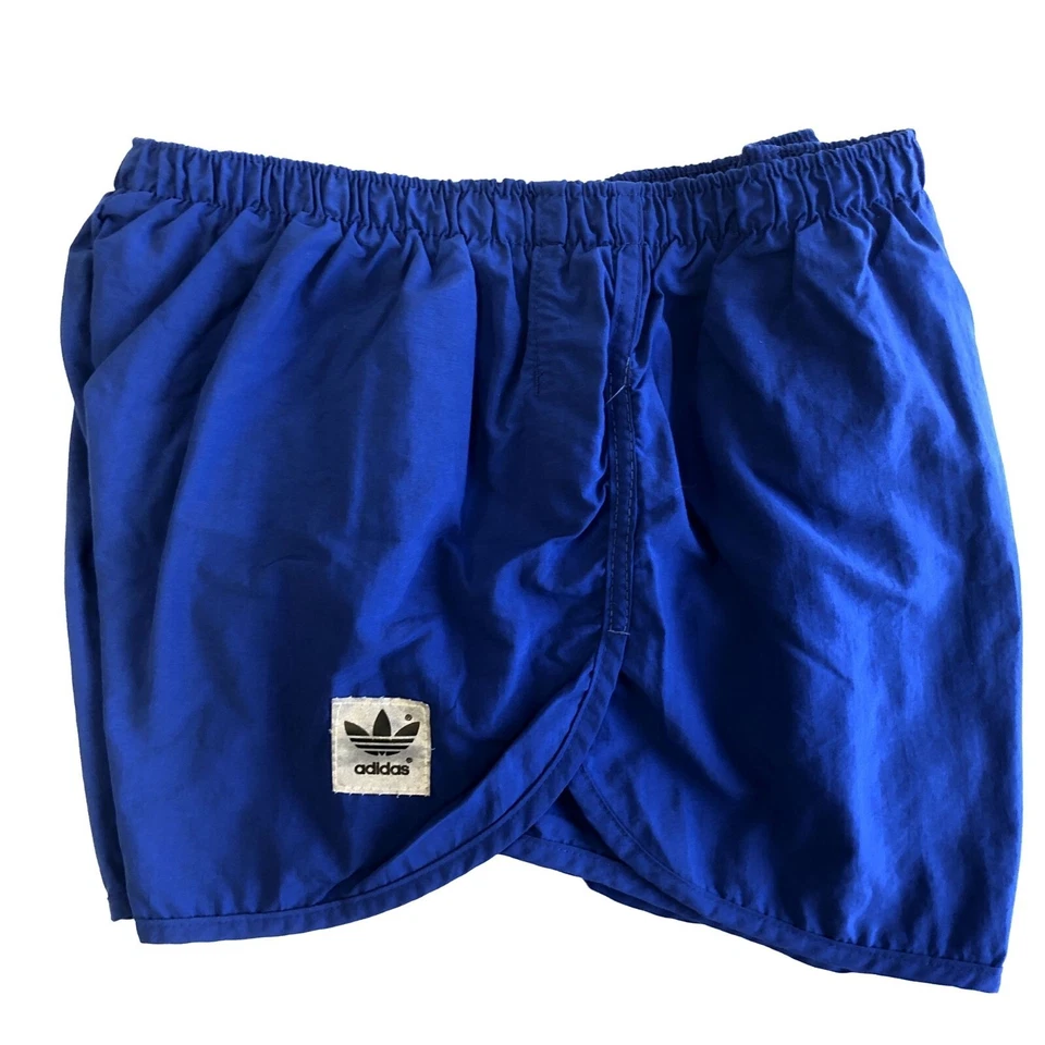 Nuevo Nuevo de Colección Años 80 Adidas EE. UU. Azul TREFOIL LoGo SPRINTER Correr Corredor Pantalones Cortos L Foto 4 de 4