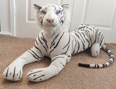 SELTEN DPL Leeds liegend RIESIG 48 Zoll weißer Tiger Plüsch/Requisite SEHR REALISTISCH