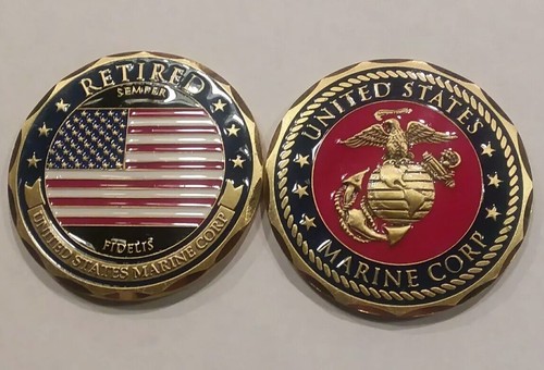 US Marine Corps Retired Challenge Coin - Veteran Retirement USMC Semper Fidelis