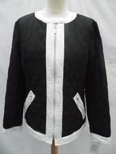 Jobis Black Cream Quilted Jacket Coat Diamond Uk 12 Eur 38 Lightweight Zip New