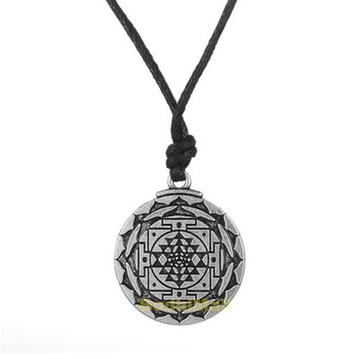 Sri Yantra Growth Healing Amulet Pendant Tantric Yoga Cord Necklace