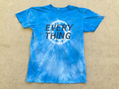 Vintage Tie-Dye EVERY THING T-Shirt Medium Blue & White EVERYTHING R.E.M. Tee