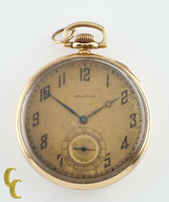 Waltham Colonial Series Open Face 14K Yellow Gold Pocket Watch 14s