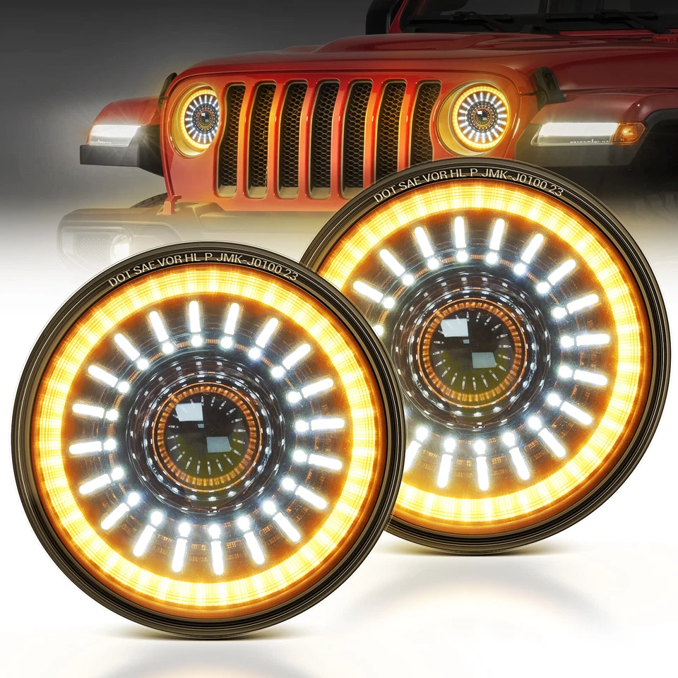 Faros LED redondos brillantes antirreflejo J1 de 7′′ con degradado de arranque Welcome Halo Foto 4 de 4