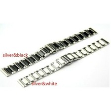 Stainless Steel Ceramic Watchband Butterfly Buckle Watch Strap Unisex 22mm