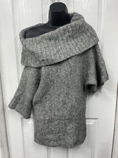Atmosfera Grey Knitted Oversized Jumper Size 10 Long Sweatshirt Fashion