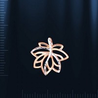 Russische Rose Rotgold 585 Ahornblatt Leaf AnhäNger Bicolor . Neu GläNzend.