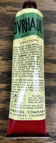 RARE! Pair Of Original/Unused Tubes W/Boxes! OVRHAUL Motor Reconditioning C.1934 - Picture 8 of 10