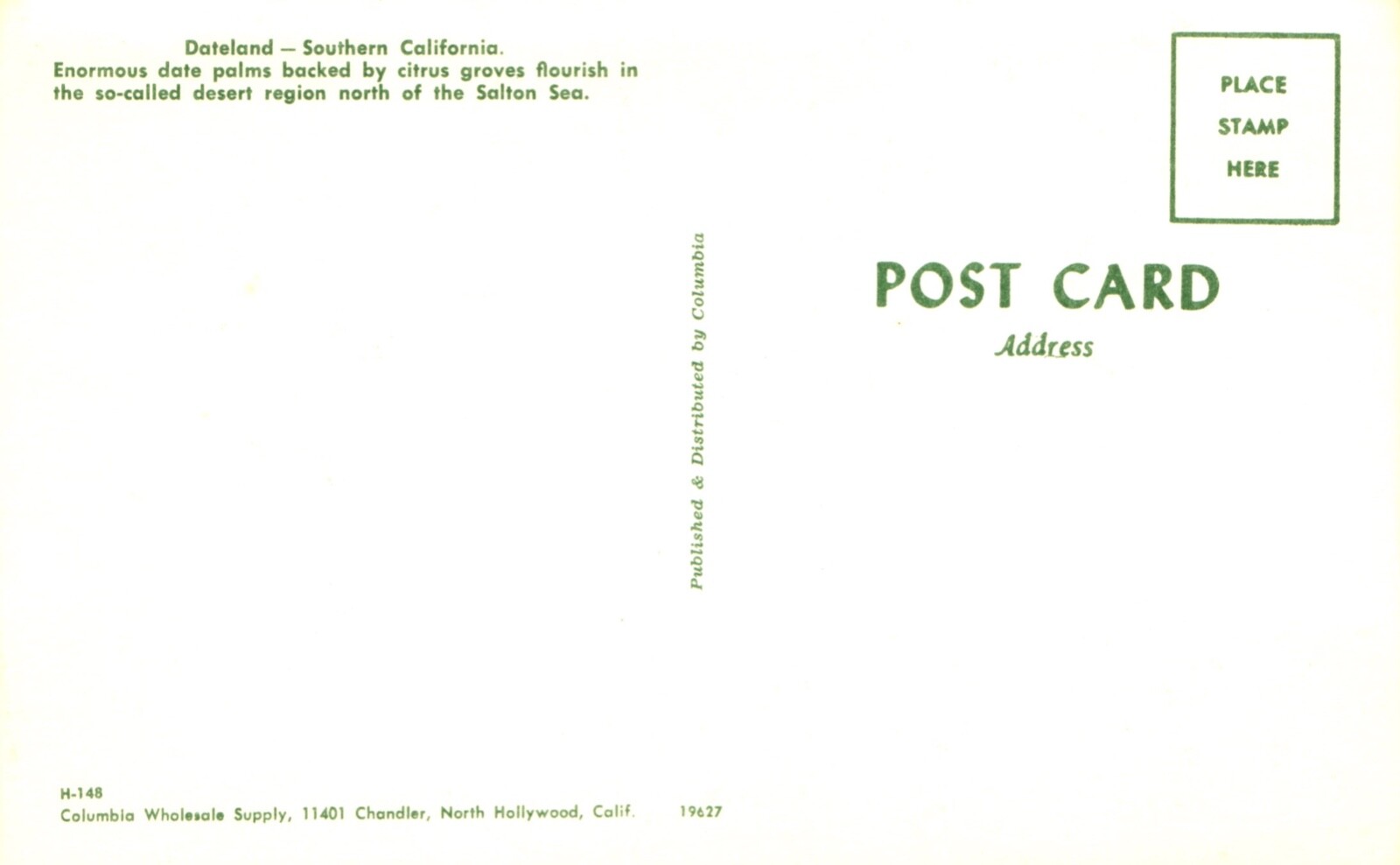 Postcard dateland palm trees southern California eBay