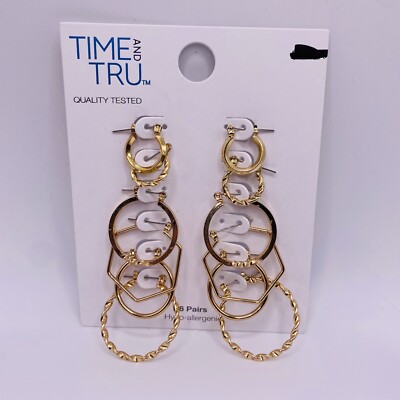 Time and Tru Goldtone Hoop Earrings New Pairs