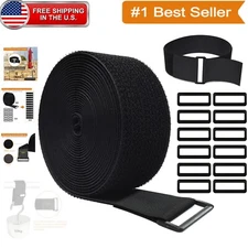 Cut-to-Fit 16Ft Hook and Loop Straps with 12 Versatile Buckles - Cable Organizer