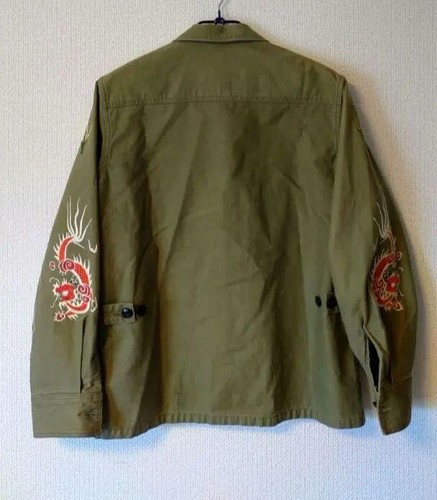 NEIGHBORHOOD Military Cotton Jacket Vietjean Embroidery Cat Eye Button Men S-M. - Picture 2 of 13