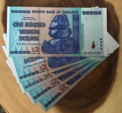 5pcs 100 Trillion Zimbabwean Dollar None Currency Gift