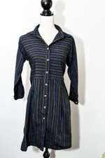 NEW A La Tzarina Comfort Wear button up long sleeve shirt dress sheath striped