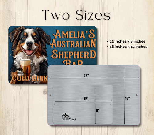 Australian Shepherd Custom Sign Personalized Bar Aussie Man Cave dog metal tin - Picture 6 of 8