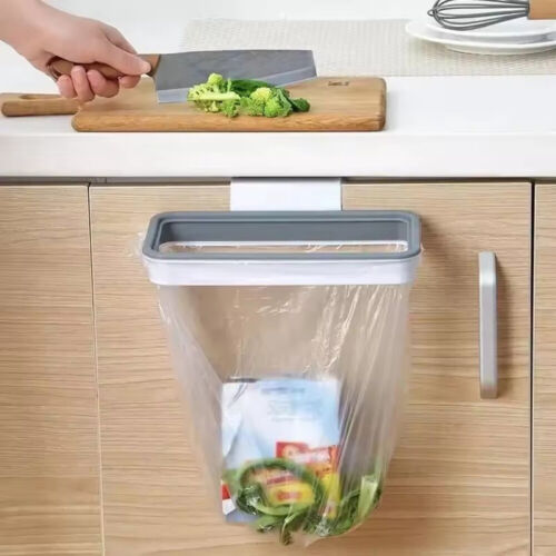Kitchen Hanging Mounted Cabinet Garbage Bag Holder Under Sink Trash Stand Door - Picture 3 of 16