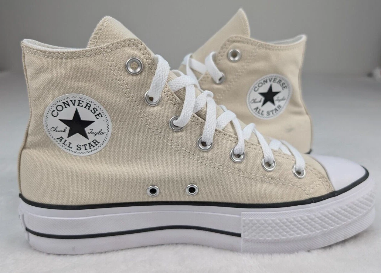 NUOVE sneakers Converse Chuck Taylor All Star Lift platform tela M7 W 9 naturali