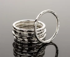 Stacking Ring .925 Sterling Silver Hammered Texture Handcrafted Ring Single Ring