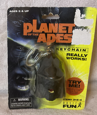 NIB Planet of The Apes 2001 Attar Keychain with Moveable Mouth Basic Fun Inc.
