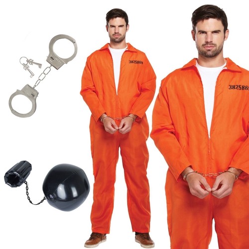 Uomo Prigioniero Arancione Carcerato Tuta Costume Tuta da Lavoro Cervo  Vestito | eBay