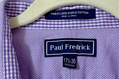 Paul Fredrick Big Tall Dress Shirt Men's 17 1/2 35 Purple Long Staple Cotton 80s - Picture 3 of 8