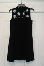 WOMEN'S MSK BLACK, SLEEVELESS DRESS,FLORAL SILVER ACCENT RHINESTONES,SZ.S, NWT